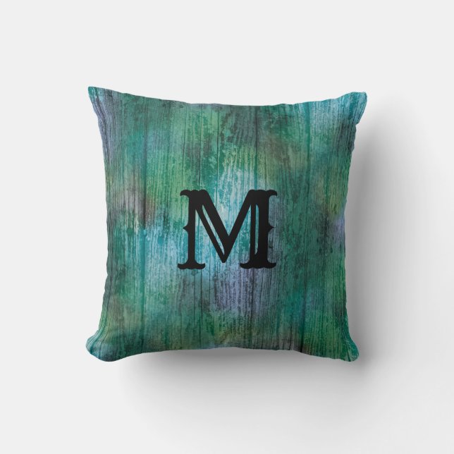 Gorgeous Green Blue Rainbow Texture Boho Colours Cushion (Front)