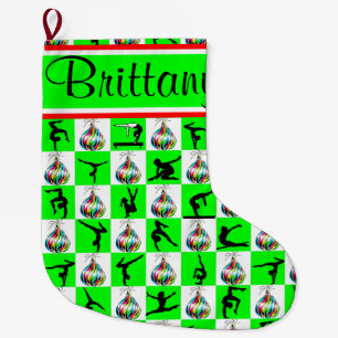 GORGEOUS GREEN CUSTOM GYMNAST CHRISTMAS STOCKING