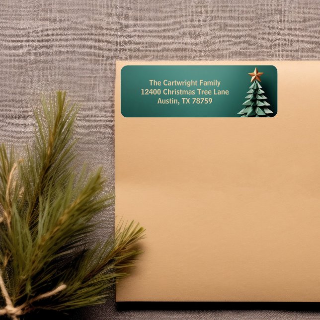 Gorgeous Green Gold Christmas Tree Return Address Label (Creator Uploaded)
