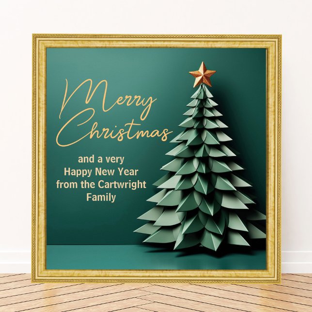 Gorgeous Green Gold Merry Christmas Party Tree Poster (Creator Uploaded)