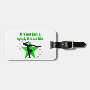 GORGEOUS GREEN GYMNASTICS DESIGN LUGGAGE TAG