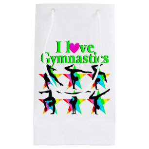 GORGEOUS GREEN I LOVE GYMNASTICS DESIGN SMALL GIFT BAG