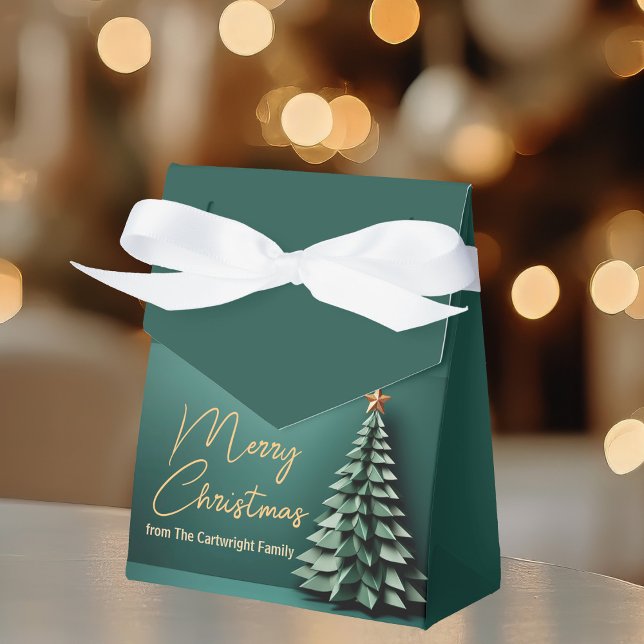 Gorgeous Green Merry Christmas Tree Custom Party Favour Box (Creator Uploaded)