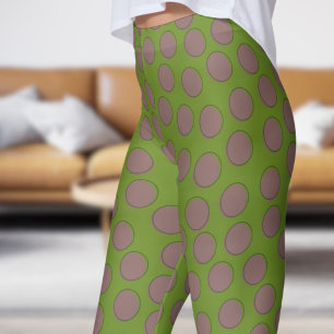 Gorgeous Green Olive Drab Polka Dot Pattern Leggings