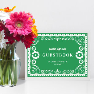 Gorgeous Green Papel Picado Wedding Guestbook Sign