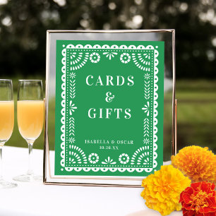 Gorgeous Green Papel Picado Wedding Reception Sign