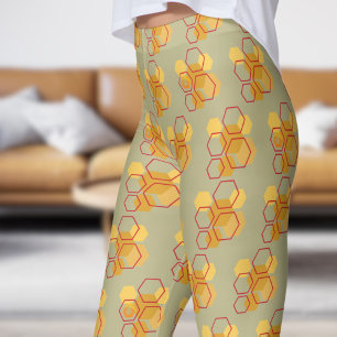 Gorgeous Green Sage Honeycomb Pattern Leggings