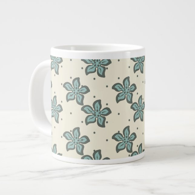 Gorgeous Grey Floral Large Coffee Mug (Front Left)