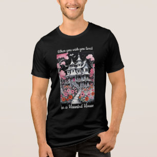 Gorgeous Halloween Haunted House Floral Tri-Blend Shirt
