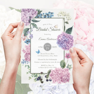 Gorgeous Hand-painted Hydrangea Bridal Shower Invitation