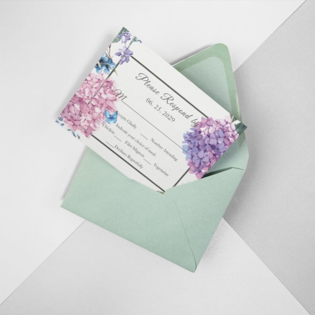 Gorgeous Hand-painted Hydrangea Wedding RSVP Card (Creator Uploaded)