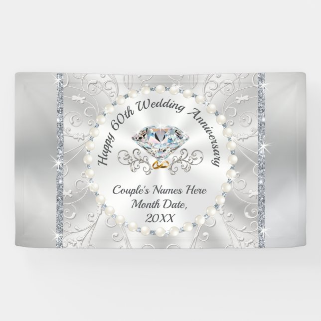 Gorgeous Happy 60th Wedding Anniversary Banner (Horizontal)