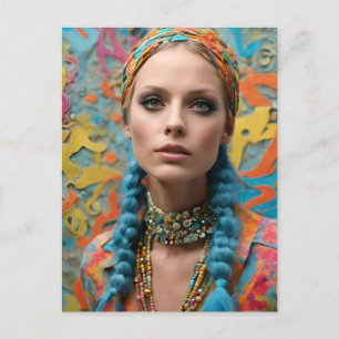 Gorgeous Hippie Woman Postcard