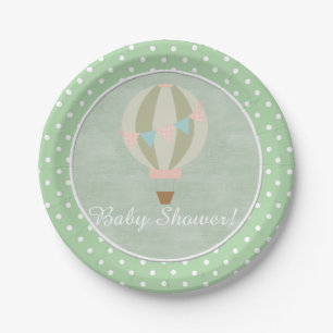 Gorgeous Hot Air Balloon Neutral Baby Shower Paper Plate
