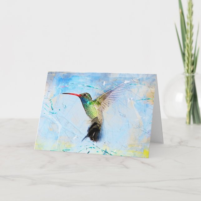 Gorgeous Hummingbird Painting Thinking of You Card (Front)