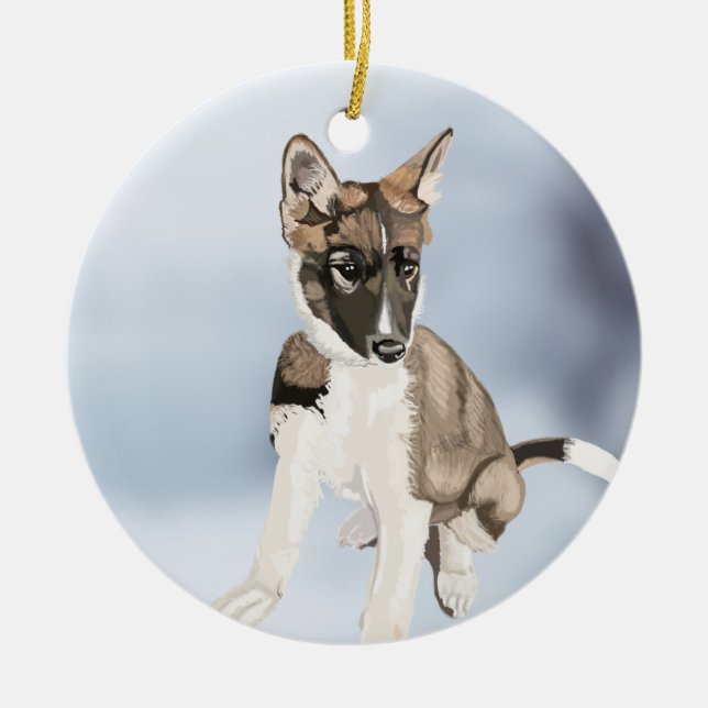 Gorgeous Husky Puppy Ceramic Ornament (Front)