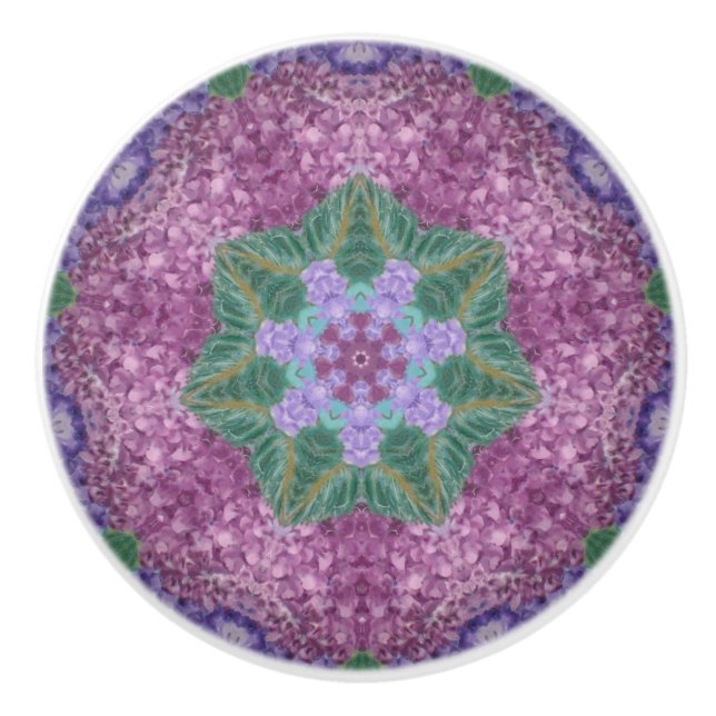 Gorgeous Hydrangea Blossoms Ceramic Knob (Front)