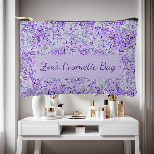 Gorgeous hydrangea pattern in lavender, floral accessory pouch