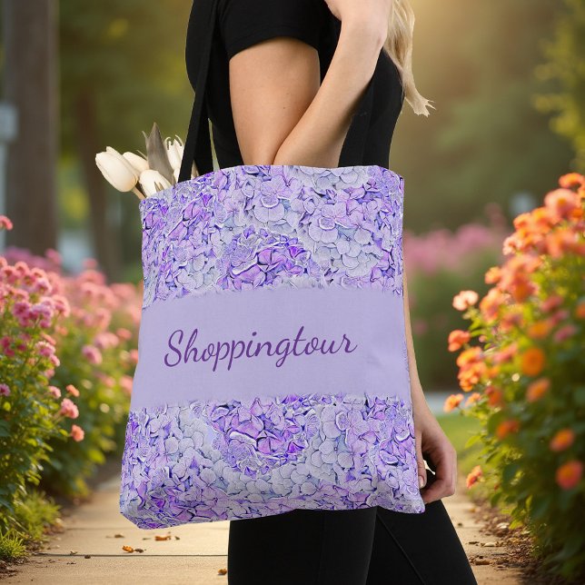 Gorgeous hydrangea pattern in lavender, floral  tote bag (Creator Uploaded)