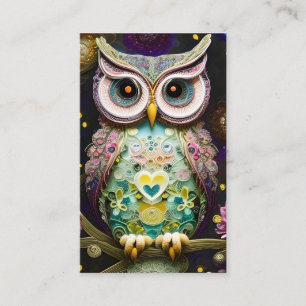 Gorgeous Intricate Winter Spring Owl Made of Ornat Business Card