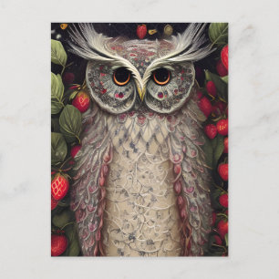 Gorgeous Intricate Winter Spring Owl Made of Ornat Postcard