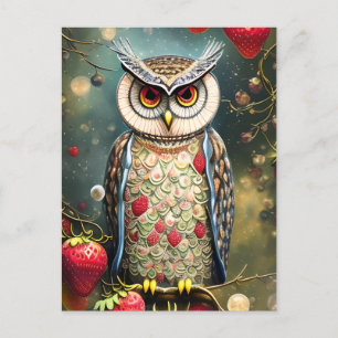 Gorgeous Intricate Winter Spring Owl Made of Ornat Postcard