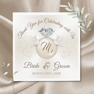 Gorgeous Ivory Custom Printed Wedding Napkins