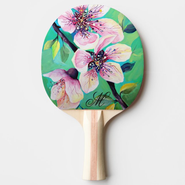 Gorgeous Japanese Sakura Cherry Tree Monogram Ping Pong Paddle (Front)