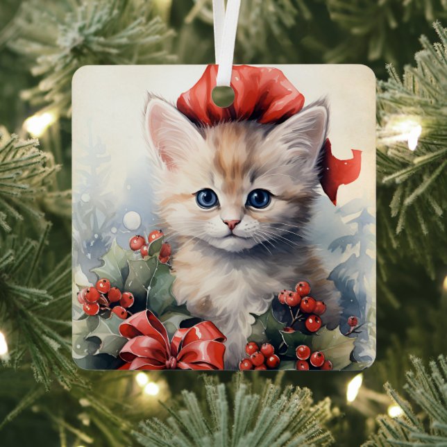Gorgeous Kitten  Christmas  Metal Tree Decoration (Insitu)
