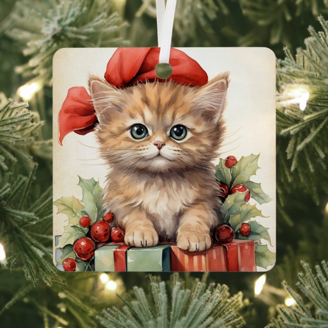 Gorgeous Kitten  Christmas  Metal Tree Decoration (Insitu)