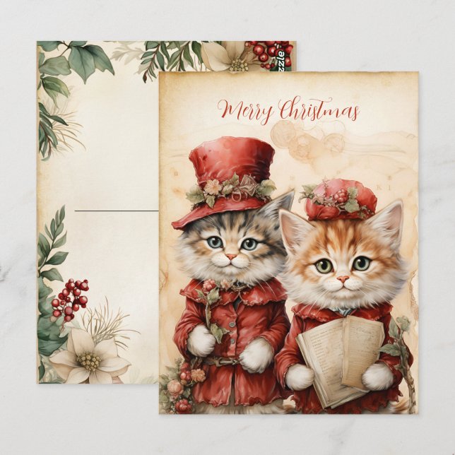 Gorgeous Kitten Couple Christmas  Postcard (Front/Back)