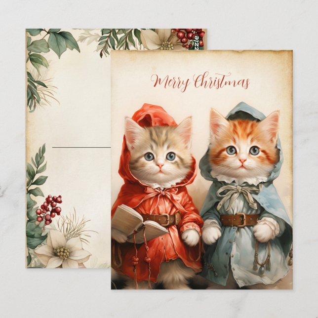 Gorgeous Kitten Couple Christmas  Postcard (Front/Back)