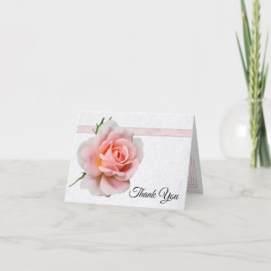 Gorgeous Light Pink Rose Wedding Thank You Card