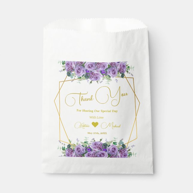 Gorgeous lilac and Lavender Vineyard Thank you Favour Bag (Front)