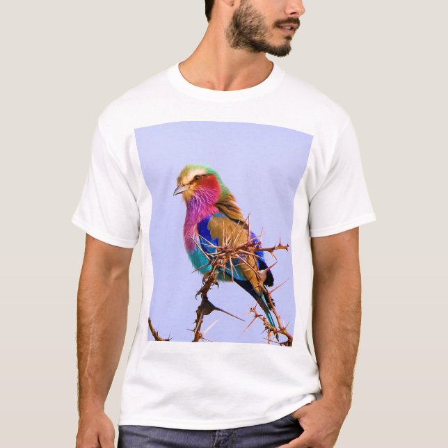 Gorgeous Lilac-Breasted Roller African Bird T-Shirt (Front)