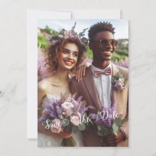 Gorgeous Lilac Vineyard Photo Save the Date Invitation