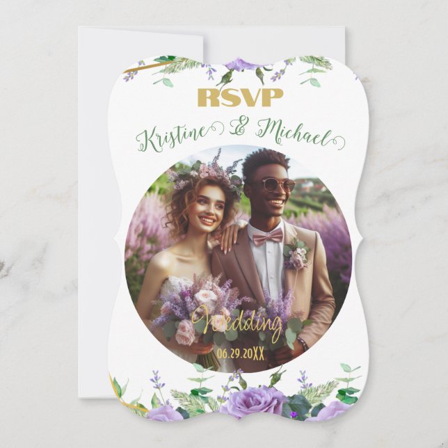 Gorgeous Lilac Vineyard Wedding Response Card (Front)