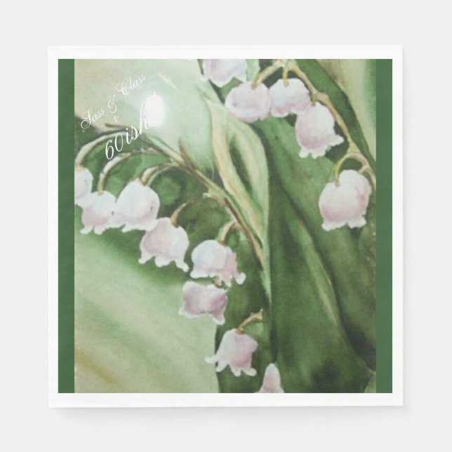 GORGEOUS LILY OF THE VALLEY MONOGRAMMED NAPKIN (Front)