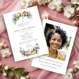 Gorgeous Lush Floral Oval Effect Photo Funeral Invitation