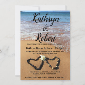 Gorgeous Maui Lei & Beach Wedding Invitation