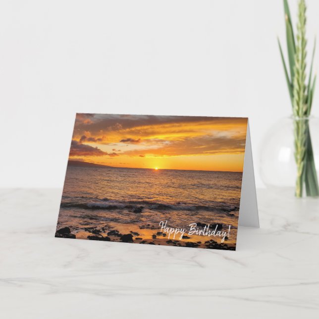 Gorgeous Maui Orange Sunset Card (Front)