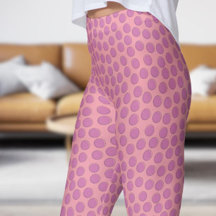 Gorgeous Mauve and Pink Polka Dot Pattern Leggings