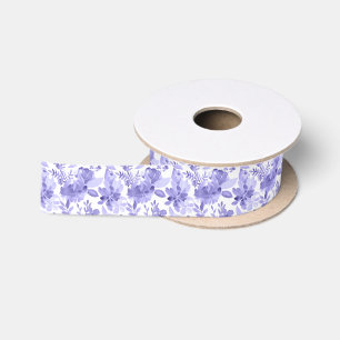 Gorgeous Mauve & White Watercolor Floral Satin Ribbon