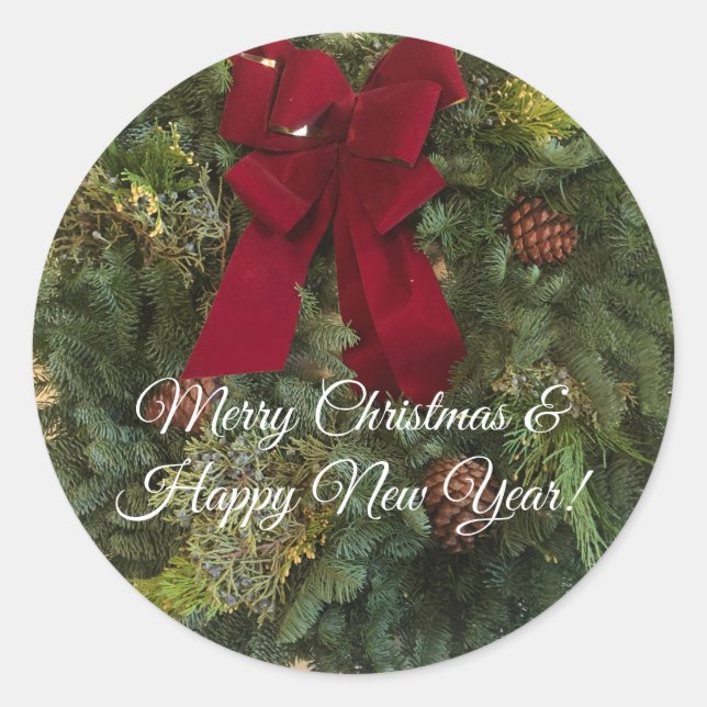 Gorgeous, Merry Christmas & Happy New Year Classic Round Sticker (Front)