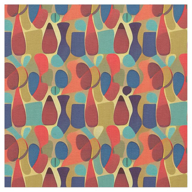 Gorgeous Mid Century Colourful Abstract Fabric (Close Up)