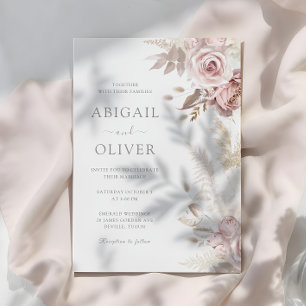 Gorgeous Modern Blush Florals Wedding Invitation