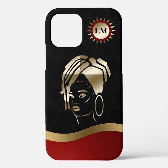 Gorgeous Monogrammed African Queen iPhone 12 Case (Back)