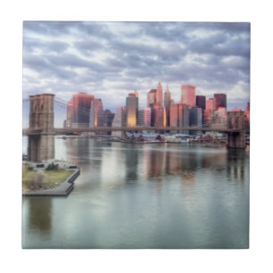 Gorgeous morning view and city reflections ceramic tile