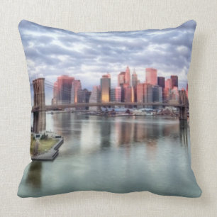 Gorgeous morning view and city reflections cushion