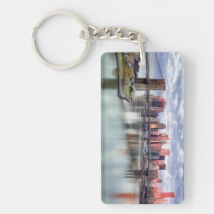 Gorgeous morning view and city reflections key ring